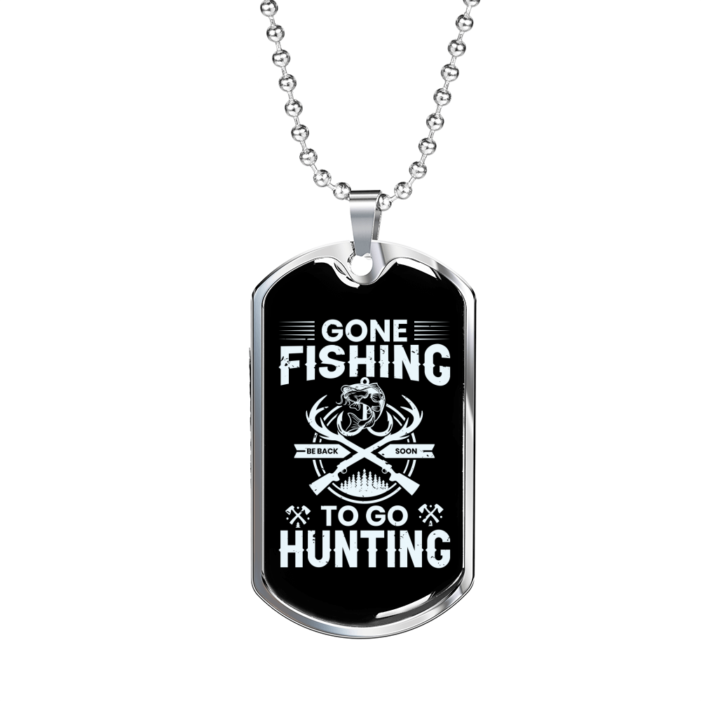 Fishing to Hunting Necklace Stainless Steel or 18k Gold Dog Tag 24" Chain-Express Your Love Gifts