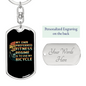 Fitness Regime Bicyle Cycling Keychain Stainless Steel or 18k Gold Dog Tag Keyring-Express Your Love Gifts