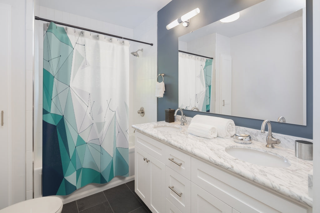Flat Design Polygonal Stylish Design 71" x 74" Elegant Waterproof Shower Curtain for a Spa-like Bathroom Paradise Exceptional Craftsmanship-Express Your Love Gifts