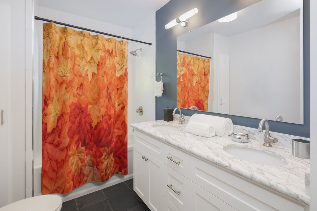Flat Fall Leaves Stylish Design 71" x 74" Elegant Waterproof Shower Curtain for a Spa-like Bathroom Paradise Exceptional Craftsmanship-Express Your Love Gifts