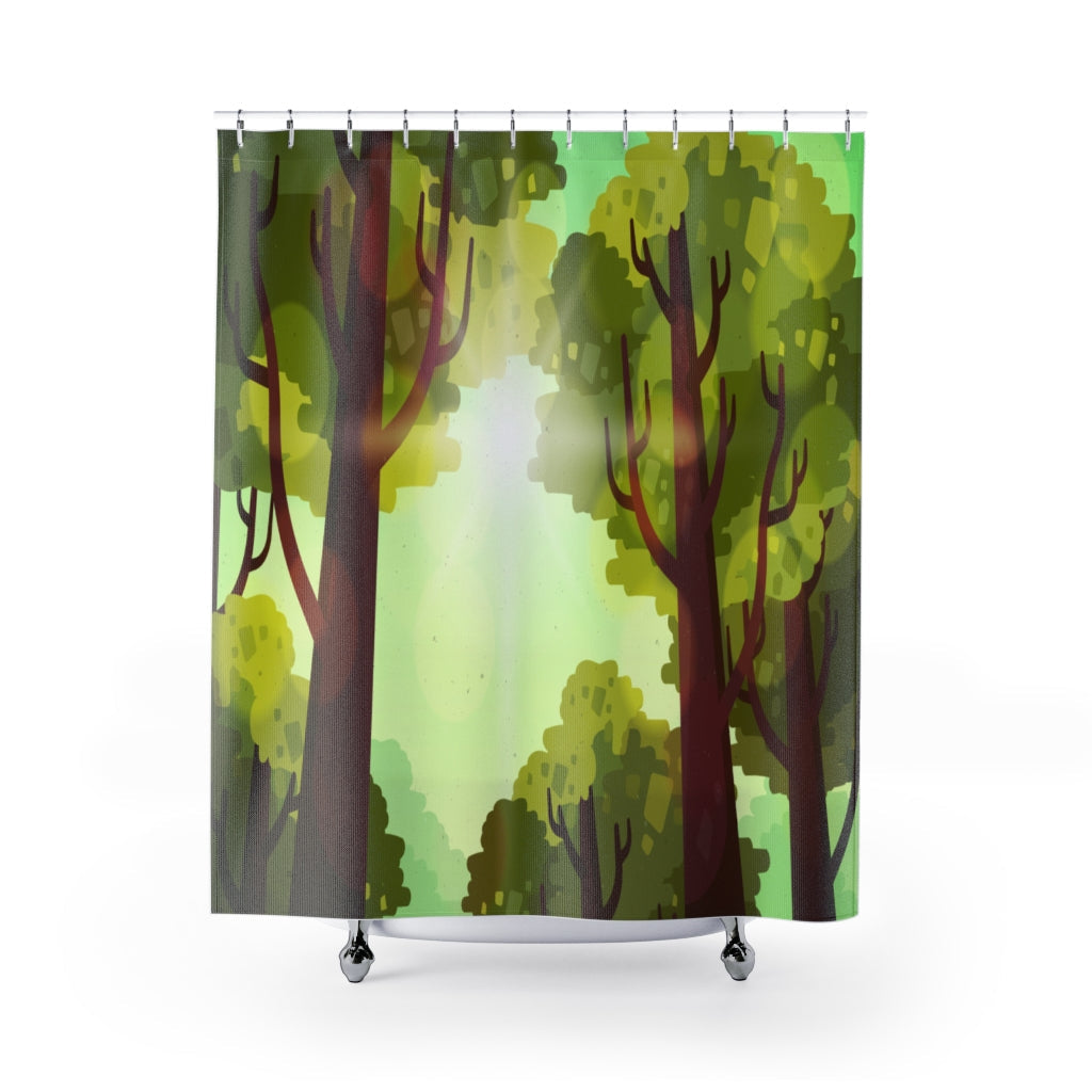 Flat Forest Illustration Stylish Design 71" x 74" Elegant Waterproof Shower Curtain for a Spa-like Bathroom Paradise Exceptional Craftsmanship-Express Your Love Gifts