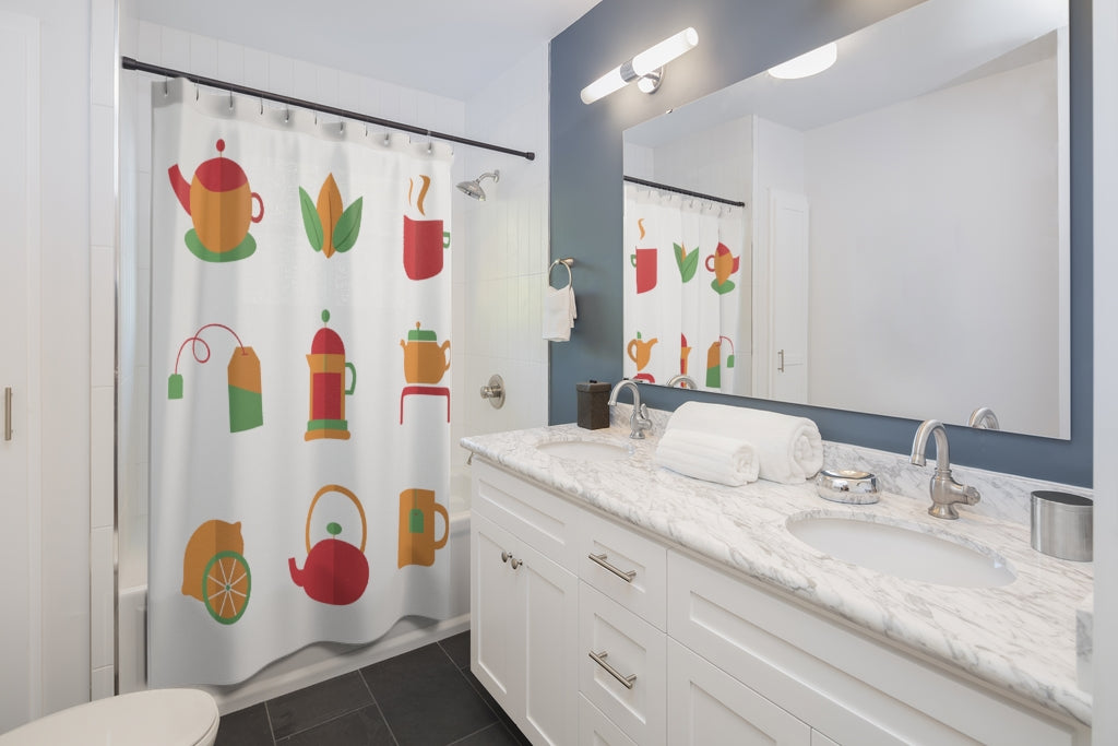 Flat Tea Set Stylish Design 71" x 74" Elegant Waterproof Shower Curtain for a Spa-like Bathroom Paradise Exceptional Craftsmanship-Express Your Love Gifts