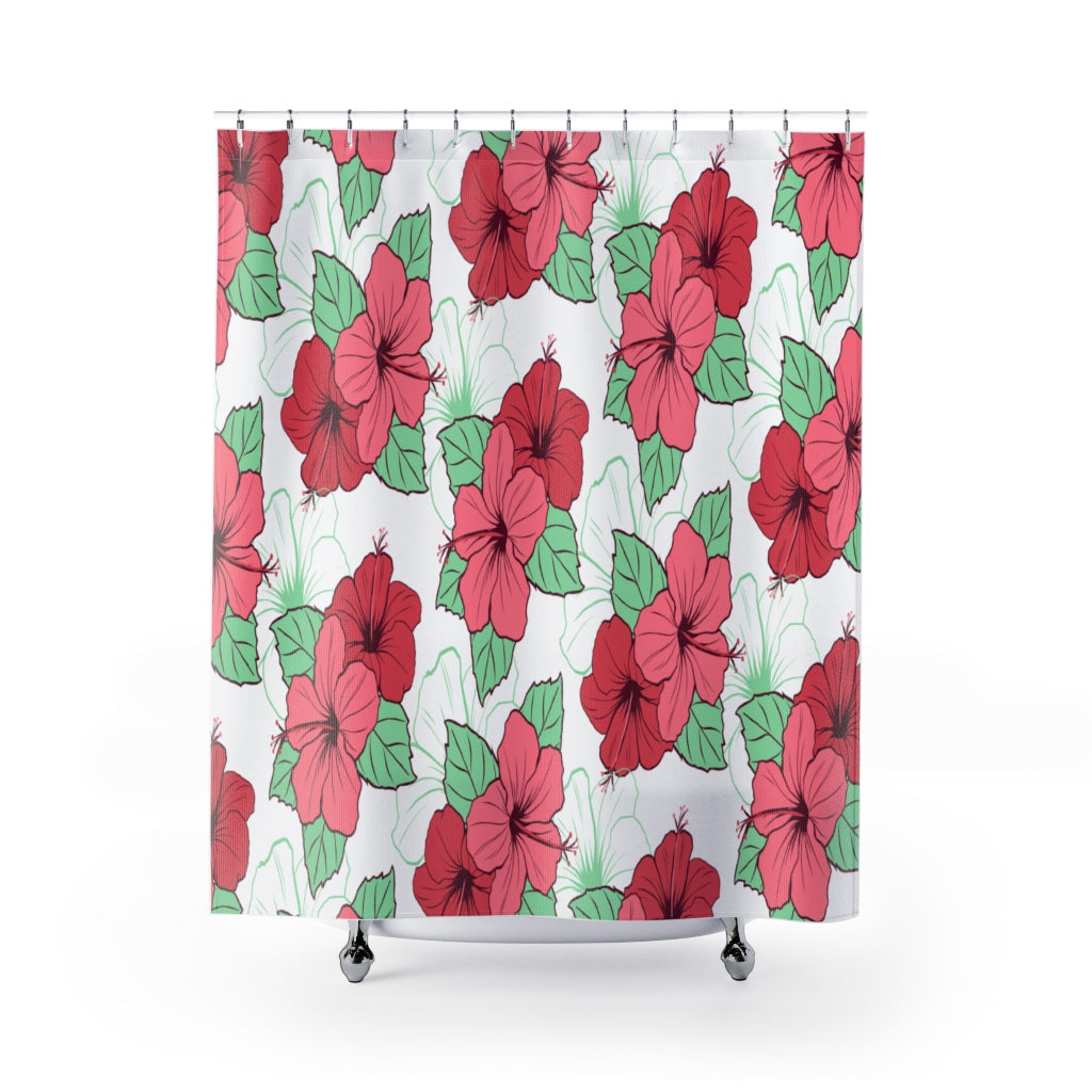 Floral Hibiscus Pattern Stylish Design 71" x 74" Elegant Waterproof Shower Curtain for a Spa-like Bathroom Paradise Exceptional Craftsmanship-Express Your Love Gifts