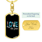 Floral Love Like Jesus Keychain Stainless Steel or 18k Gold Dog Tag Keyring-Express Your Love Gifts