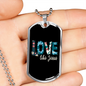 Floral Love Like Jesus Necklace Stainless Steel or 18k Gold Dog Tag 24" Chain-Express Your Love Gifts