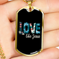 Floral Love Like Jesus Necklace Stainless Steel or 18k Gold Dog Tag 24" Chain-Express Your Love Gifts
