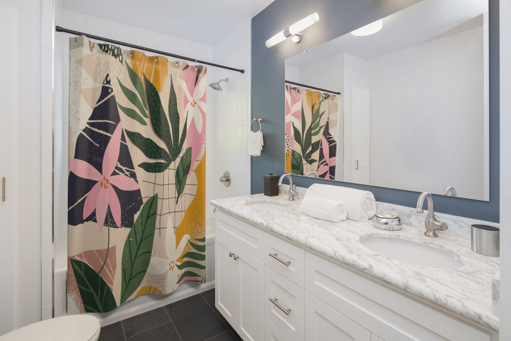 Floral Polka Dot Stylish Design 71" x 74" Elegant Waterproof Shower Curtain for a Spa-like Bathroom Paradise Exceptional Craftsmanship-Express Your Love Gifts