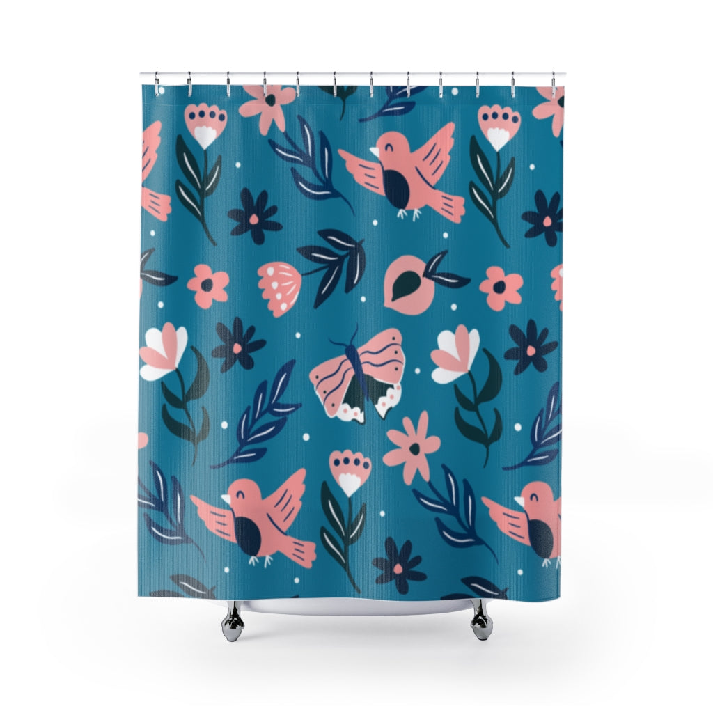 Floral With Birds and Butterfly Stylish Design 71" x 74" Elegant Waterproof Shower Curtain for a Spa-like Bathroom Paradise Exceptional Craftsmanship-Express Your Love Gifts