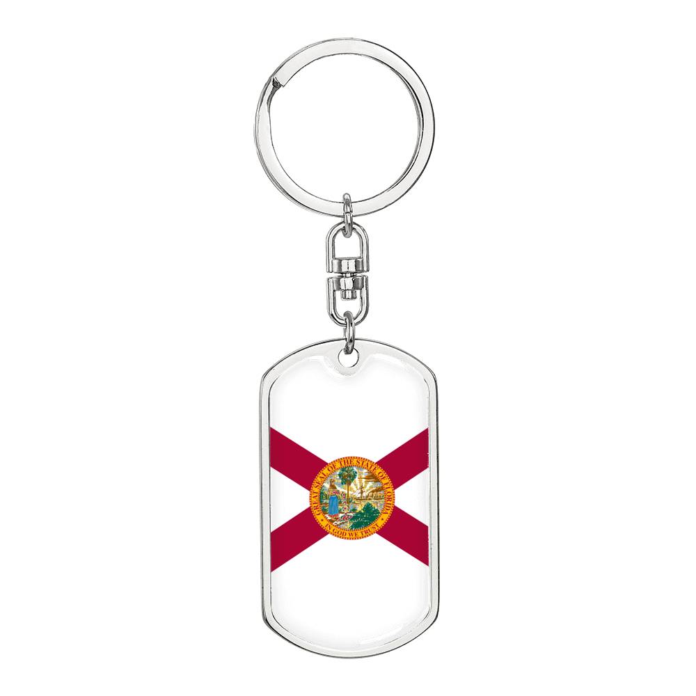 Florida State Flag Keychain Dog Tag Stainless Steel or 18k Gold-Express Your Love Gifts