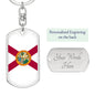 Florida State Flag Keychain Dog Tag Stainless Steel or 18k Gold-Express Your Love Gifts