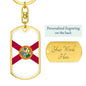 Florida State Flag Keychain Dog Tag Stainless Steel or 18k Gold-Express Your Love Gifts