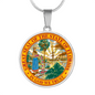 Florida State Seal Necklace Circle Pendant Stainless Steel or 18k Gold 18-22"-Express Your Love Gifts