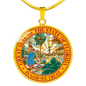 Florida State Seal Necklace Circle Pendant Stainless Steel or 18k Gold 18-22"-Express Your Love Gifts