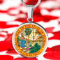 Florida State Seal Necklace Circle Pendant Stainless Steel or 18k Gold 18-22"-Express Your Love Gifts