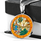 Florida State Seal Necklace Circle Pendant Stainless Steel or 18k Gold 18-22"-Express Your Love Gifts