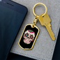 Flower Eyes Sugar Skull Keychain Stainless Steel or 18k Gold Dog Tag Keyring-Express Your Love Gifts
