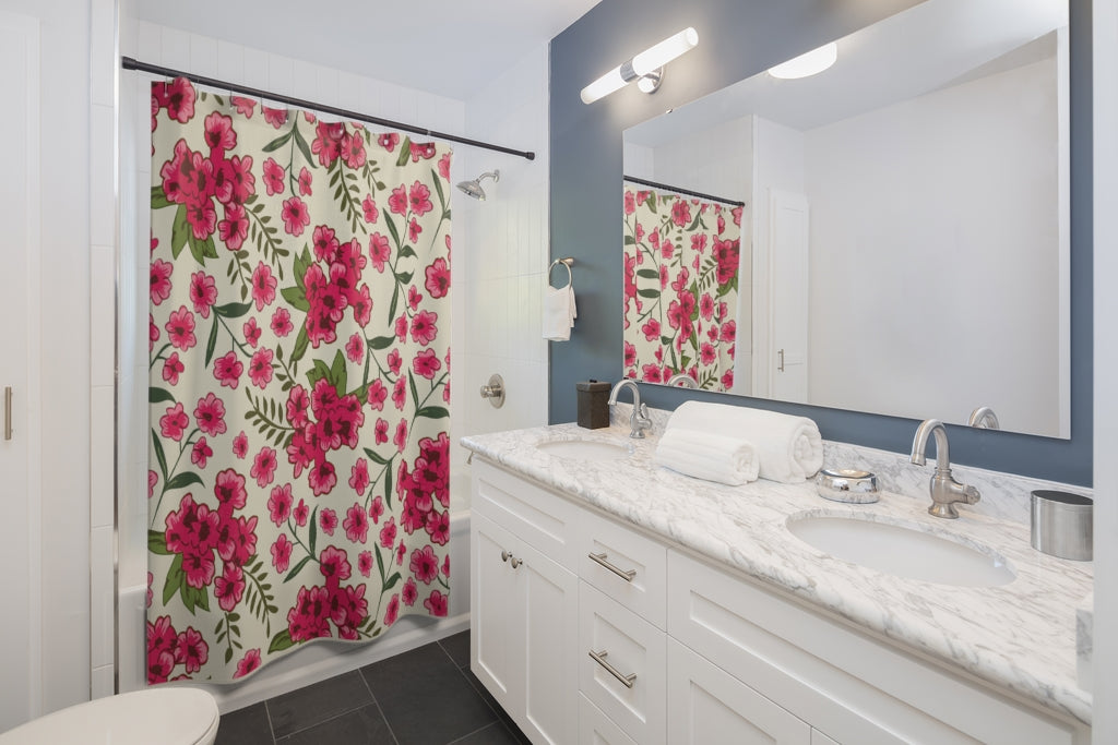Flower Pink Stylish Design 71" x 74" Elegant Waterproof Shower Curtain for a Spa-like Bathroom Paradise Exceptional Craftsmanship-Express Your Love Gifts
