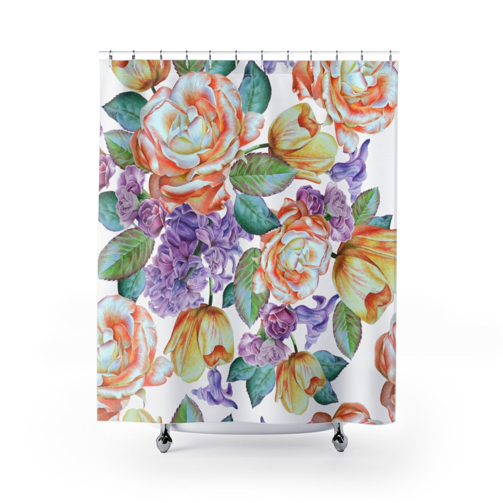 Flowers Rose Hyacinth Stylish Design 71" x 74" Elegant Waterproof Shower Curtain for a Spa-like Bathroom Paradise Exceptional Craftsmanship-Express Your Love Gifts