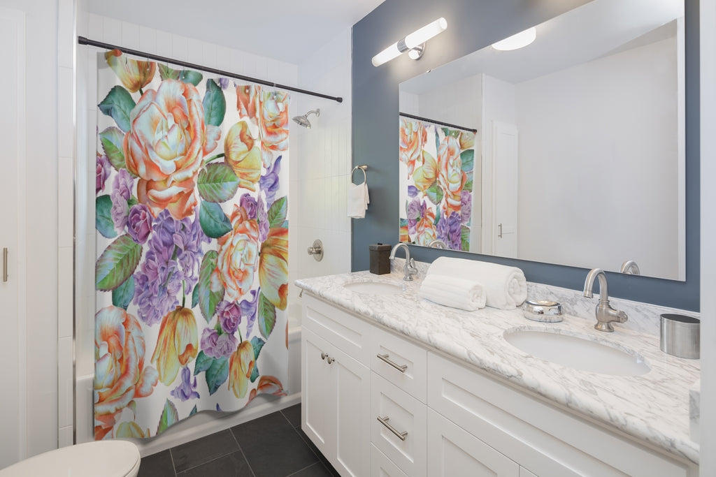 Flowers Rose Hyacinth Stylish Design 71" x 74" Elegant Waterproof Shower Curtain for a Spa-like Bathroom Paradise Exceptional Craftsmanship-Express Your Love Gifts