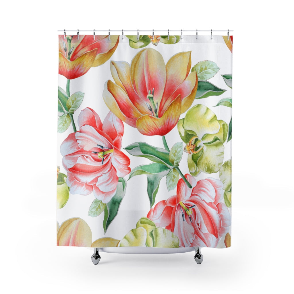 Flowers Tulip orchid Stylish Design 71" x 74" Elegant Waterproof Shower Curtain for a Spa-like Bathroom Paradise Exceptional Craftsmanship-Express Your Love Gifts