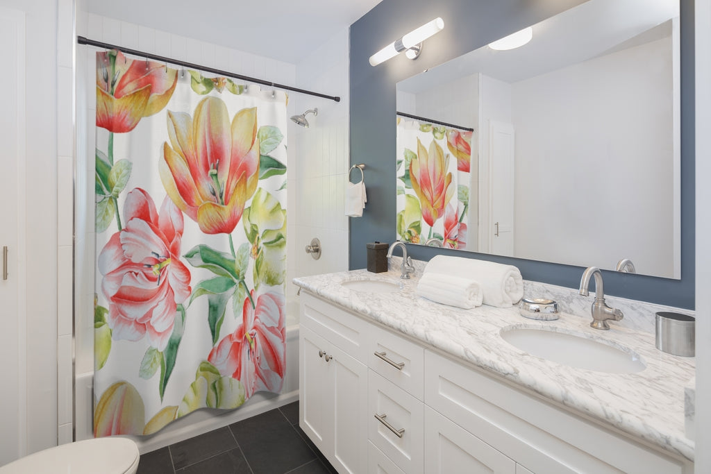 Flowers Tulip orchid Stylish Design 71" x 74" Elegant Waterproof Shower Curtain for a Spa-like Bathroom Paradise Exceptional Craftsmanship-Express Your Love Gifts