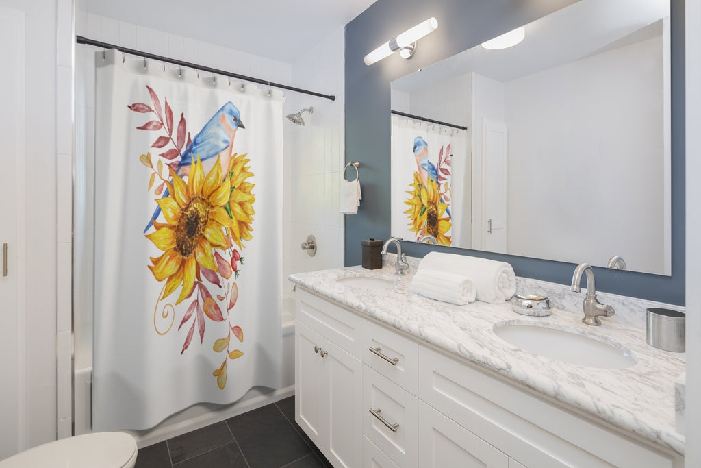 Flowers With Bird Stylish Design 71" x 74" Elegant Waterproof Shower Curtain for a Spa-like Bathroom Paradise Exceptional Craftsmanship-Express Your Love Gifts