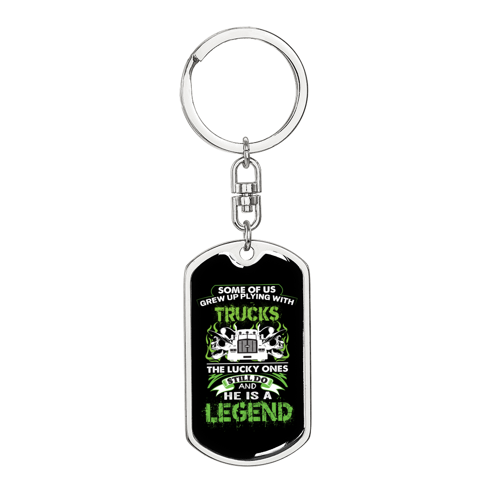 Flying Withtrucks Swivel Keychain Dog Tag Stainless Steel or 18k Gold-Express Your Love Gifts