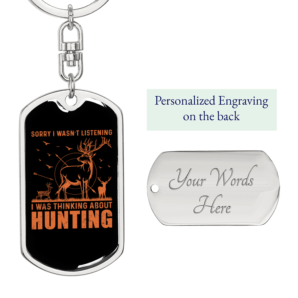 Focused On Hunter'S Keychain Gift Stainless Steel or 18k Gold Dog Tag Keyring-Express Your Love Gifts