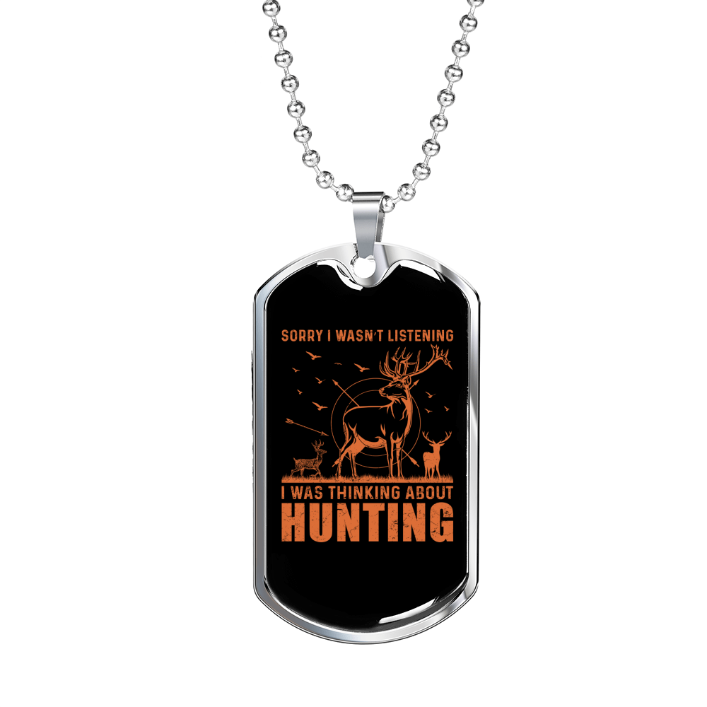 Focused On Hunting Necklace Stainless Steel or 18k Gold Dog Tag 24" Chain-Express Your Love Gifts