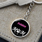 Foldex Cat Mom Keychain Stainless Steel or 18k Gold Circle Pendant-Express Your Love Gifts