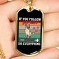 Follow Your Heart Necklace Stainless Steel or 18k Gold Dog Tag 24" Chain-Express Your Love Gifts
