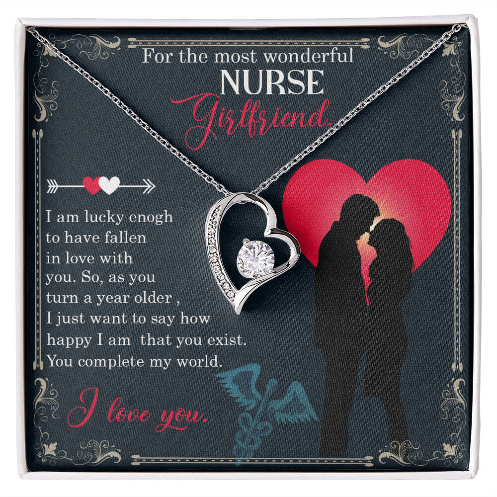 For the Most Wonderful Nurse Girlfriend Healthcare Medical Worker Nurse Appreciation Gift Forever Necklace w Message Card-Express Your Love Gifts