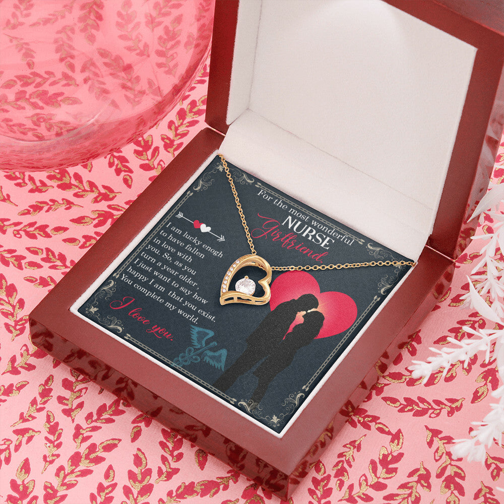 For the Most Wonderful Nurse Girlfriend Healthcare Medical Worker Nurse Appreciation Gift Forever Necklace w Message Card-Express Your Love Gifts