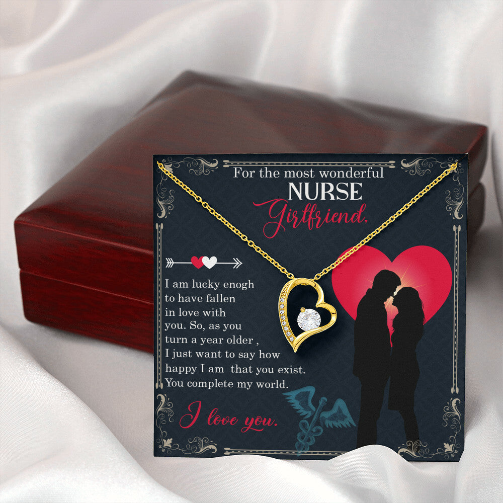 For the Most Wonderful Nurse Girlfriend Healthcare Medical Worker Nurse Appreciation Gift Forever Necklace w Message Card-Express Your Love Gifts