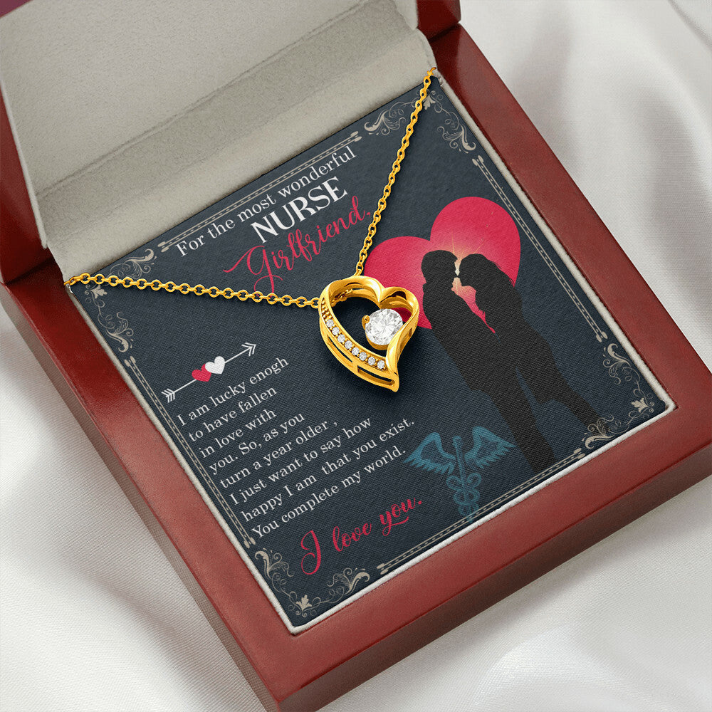 For the Most Wonderful Nurse Girlfriend Healthcare Medical Worker Nurse Appreciation Gift Forever Necklace w Message Card-Express Your Love Gifts