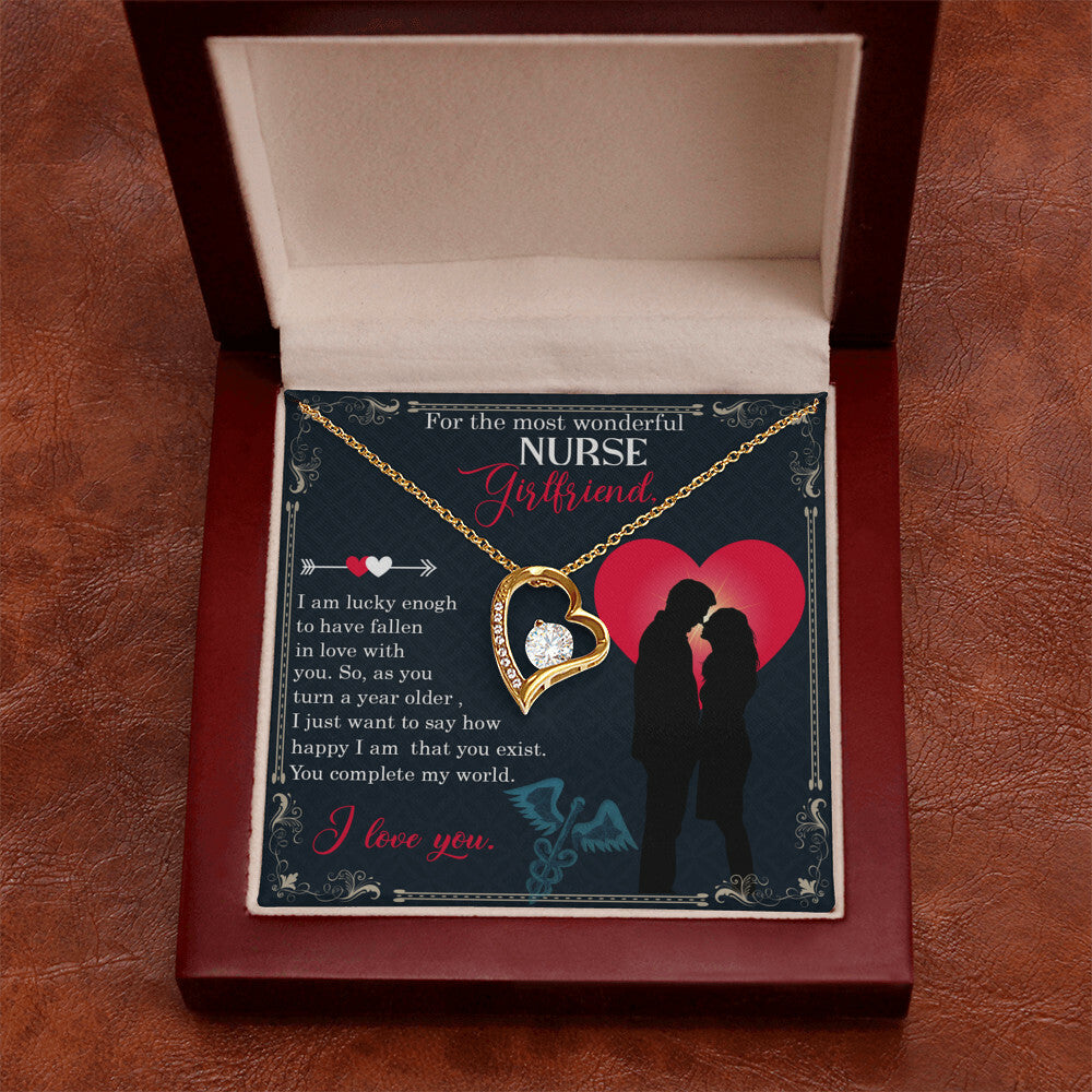 For the Most Wonderful Nurse Girlfriend Healthcare Medical Worker Nurse Appreciation Gift Forever Necklace w Message Card-Express Your Love Gifts