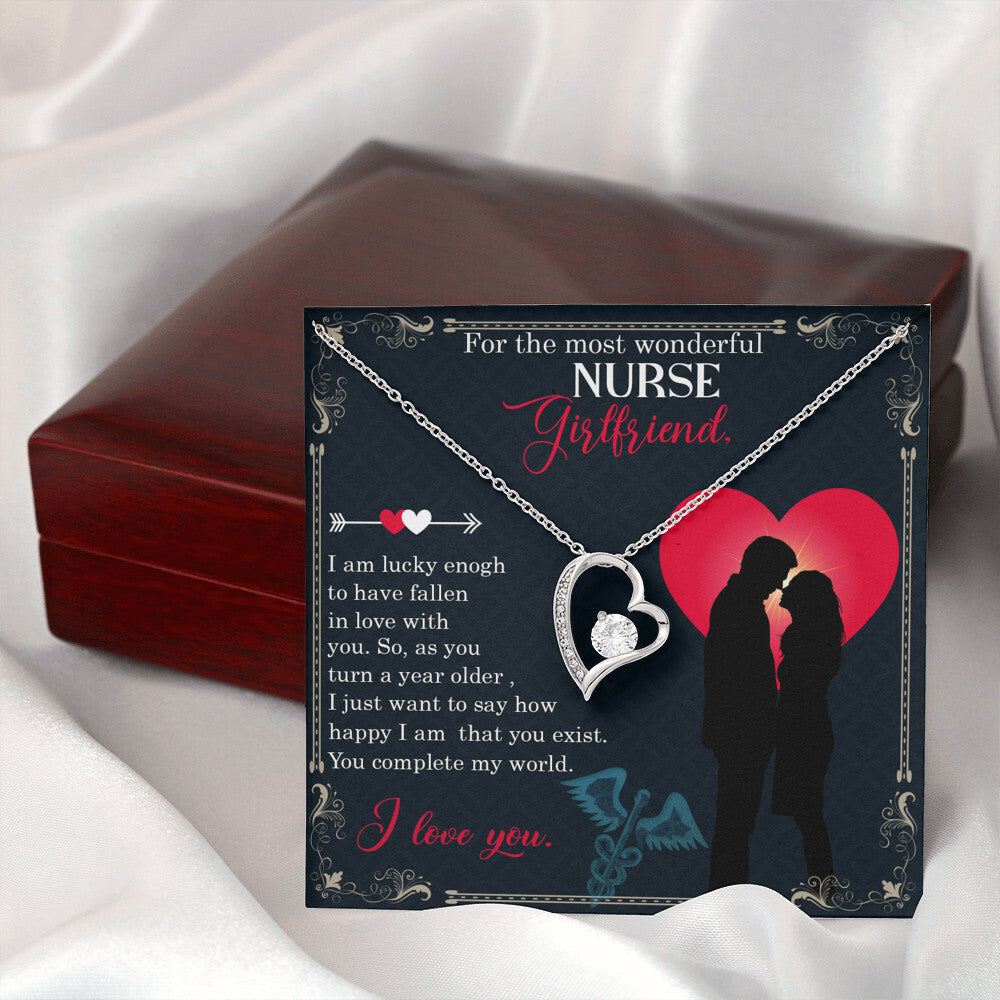 For the Most Wonderful Nurse Girlfriend Healthcare Medical Worker Nurse Appreciation Gift Forever Necklace w Message Card-Express Your Love Gifts