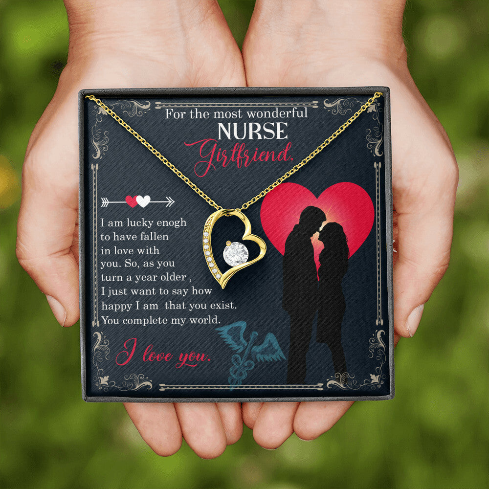 For the Most Wonderful Nurse Girlfriend Healthcare Medical Worker Nurse Appreciation Gift Forever Necklace w Message Card-Express Your Love Gifts