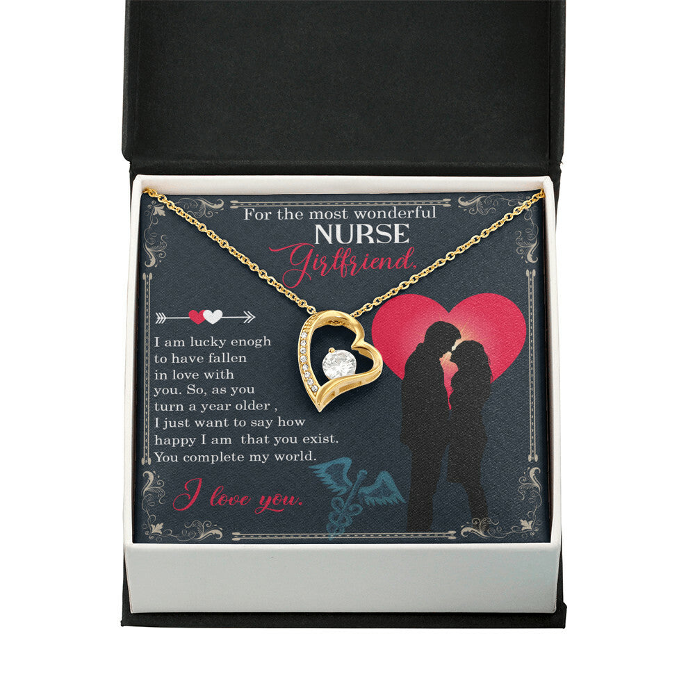 For the Most Wonderful Nurse Girlfriend Healthcare Medical Worker Nurse Appreciation Gift Forever Necklace w Message Card-Express Your Love Gifts