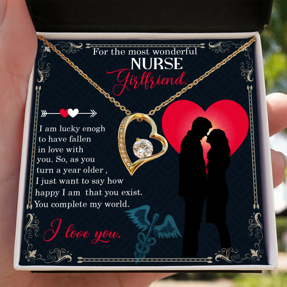 For the Most Wonderful Nurse Girlfriend Healthcare Medical Worker Nurse Appreciation Gift Forever Necklace w Message Card-Express Your Love Gifts