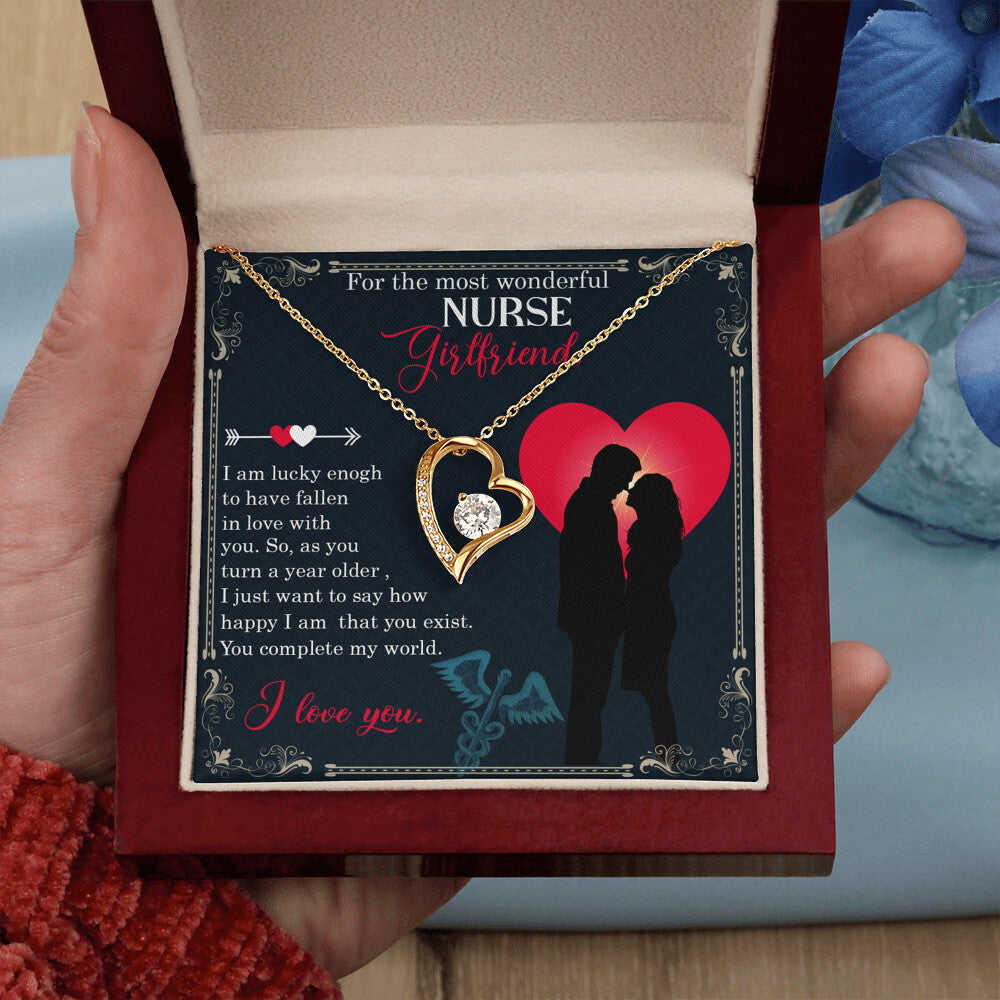 For the Most Wonderful Nurse Girlfriend Healthcare Medical Worker Nurse Appreciation Gift Forever Necklace w Message Card-Express Your Love Gifts
