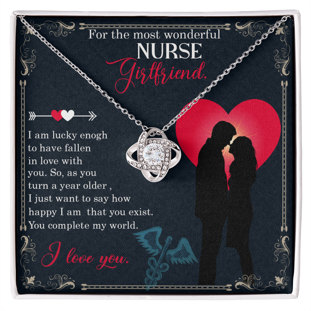 For The Most Wonderful Nurse GirlfriendHealthcare Medical Worker Nurse Appreciation Gift Infinity Knot Necklace Message Card-Express Your Love Gifts