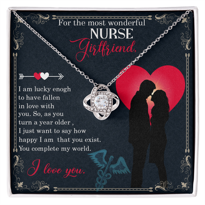 For The Most Wonderful Nurse GirlfriendHealthcare Medical Worker Nurse Appreciation Gift Infinity Knot Necklace Message Card-Express Your Love Gifts