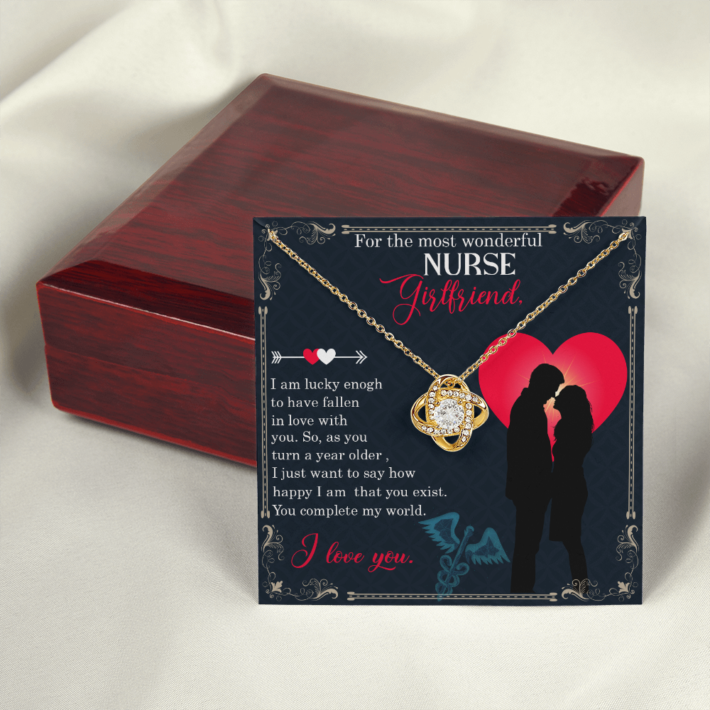 For The Most Wonderful Nurse GirlfriendHealthcare Medical Worker Nurse Appreciation Gift Infinity Knot Necklace Message Card-Express Your Love Gifts
