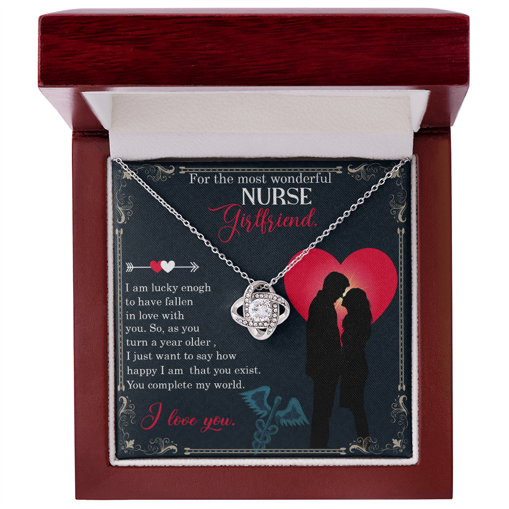 For The Most Wonderful Nurse GirlfriendHealthcare Medical Worker Nurse Appreciation Gift Infinity Knot Necklace Message Card-Express Your Love Gifts