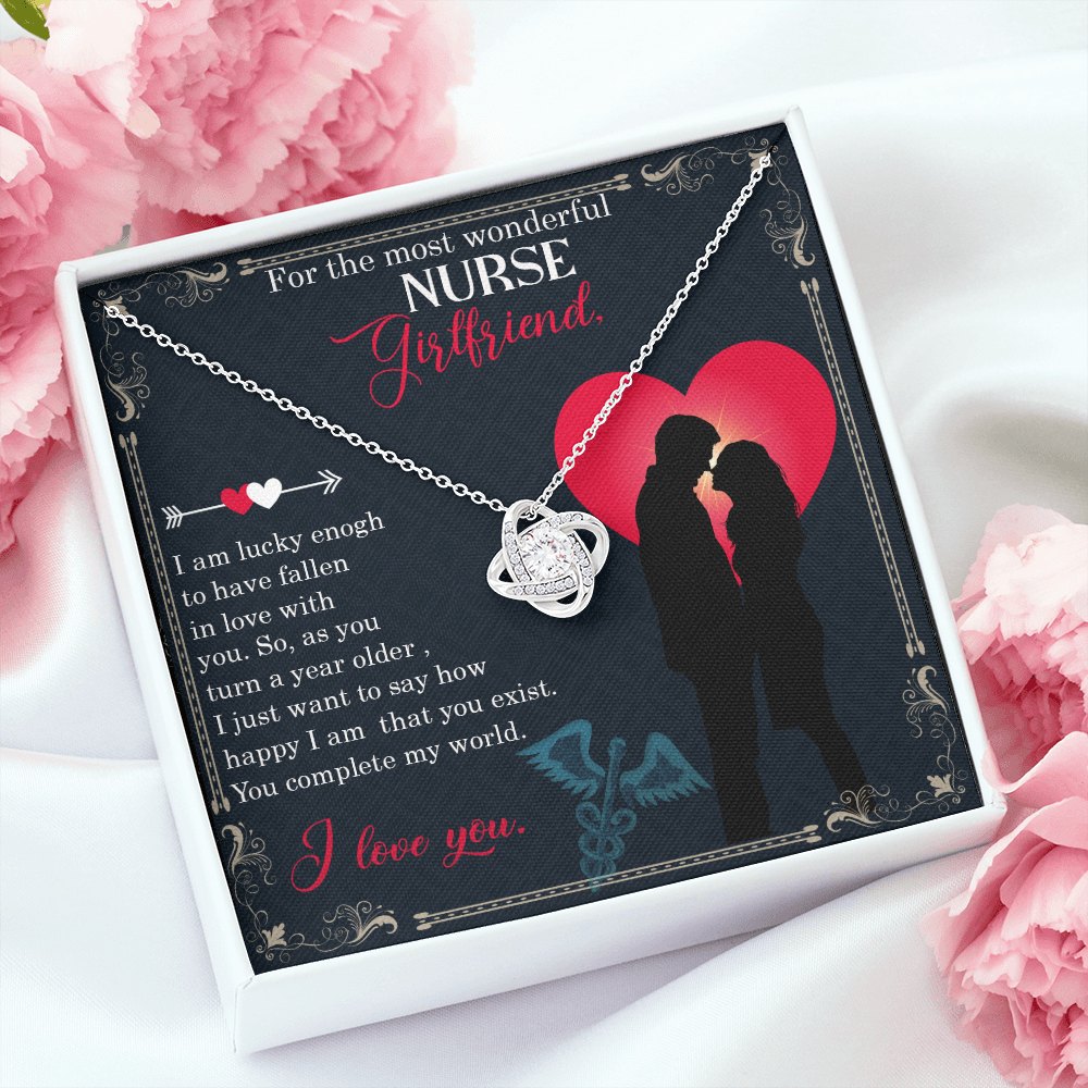 For The Most Wonderful Nurse GirlfriendHealthcare Medical Worker Nurse Appreciation Gift Infinity Knot Necklace Message Card-Express Your Love Gifts