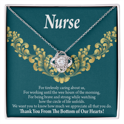 For Tirelessly Caring Healthcare Medical Worker Nurse Appreciation Gift Infinity Knot Necklace Message Card-Express Your Love Gifts