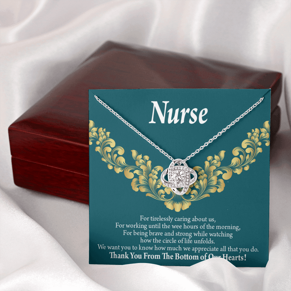For Tirelessly Caring Healthcare Medical Worker Nurse Appreciation Gift Infinity Knot Necklace Message Card-Express Your Love Gifts