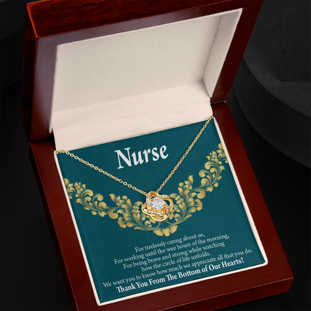 For Tirelessly Caring Healthcare Medical Worker Nurse Appreciation Gift Infinity Knot Necklace Message Card-Express Your Love Gifts