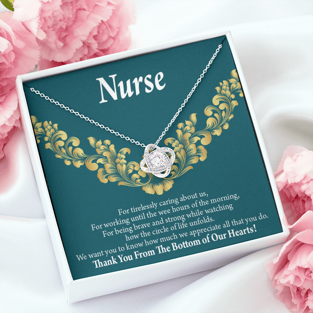 For Tirelessly Caring Healthcare Medical Worker Nurse Appreciation Gift Infinity Knot Necklace Message Card-Express Your Love Gifts